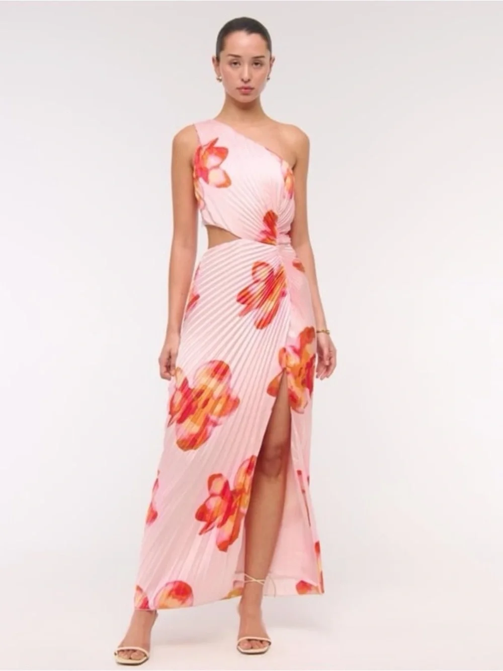 Abercrombie & Fitch giselle pleated one shoulder cutout maxi dress large tall